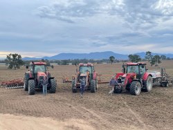 Three generations of the Jackson family with their tractors sowing the crop